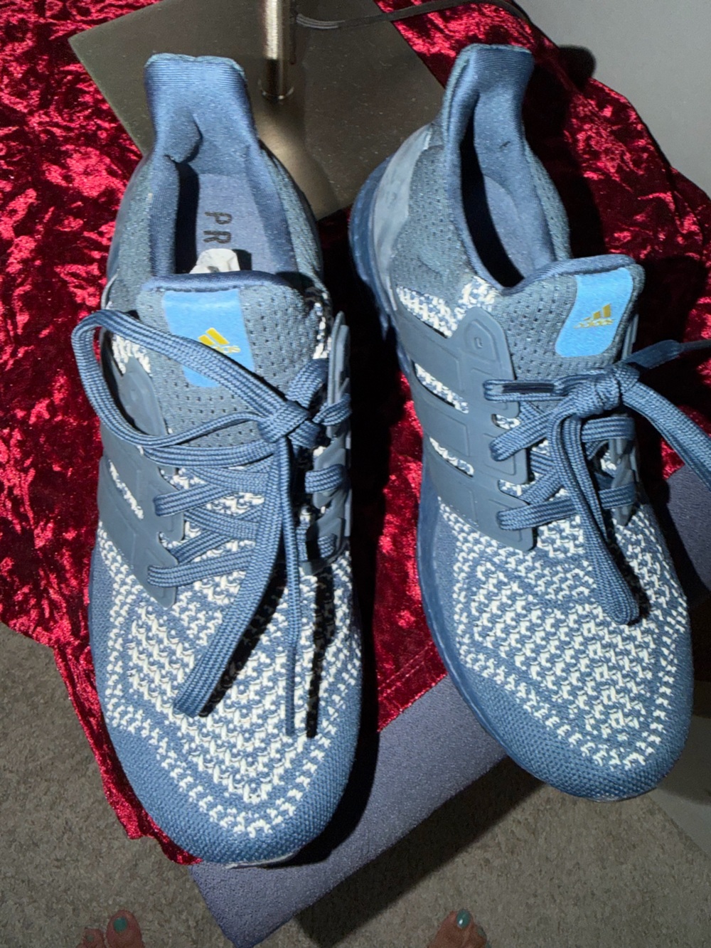 adidas Women's Blue and White Knit Sneakers